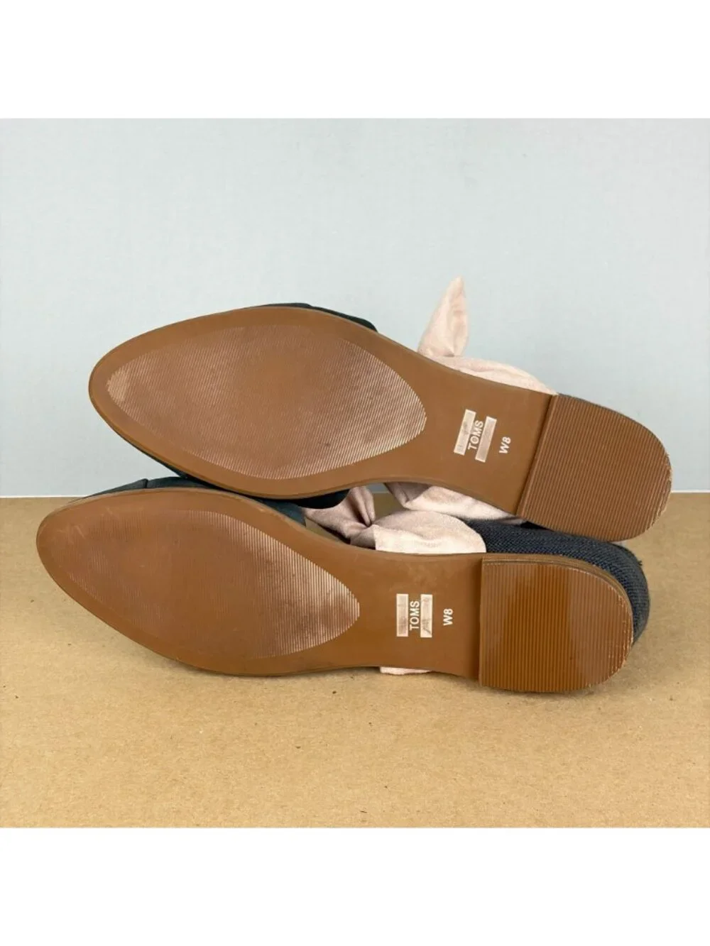 Toms Jutti D'Orsay Bow Flats Womens 8 Gray Pink Casual Comfort Tie On